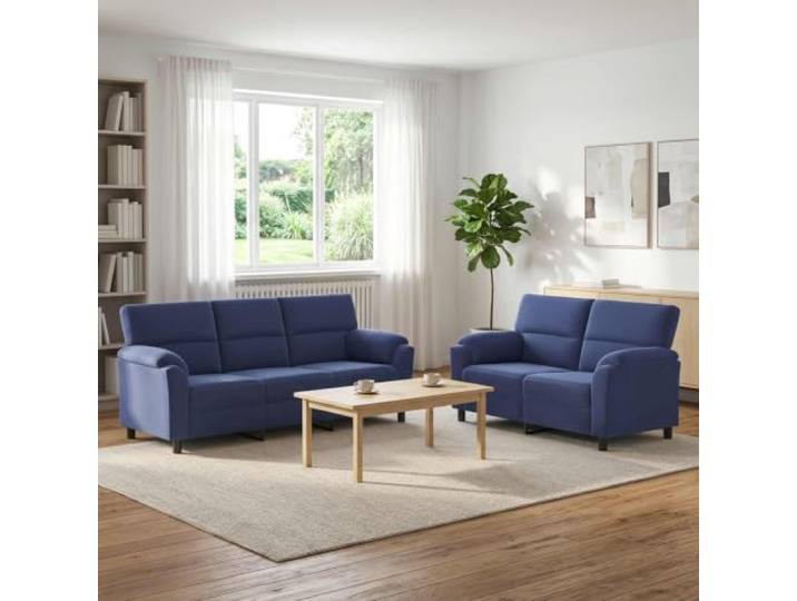 Sofa-Set 2 pcs Polizeiblau Samt Metallrahmen,Kissenrücken,konische Beine,weicher Samt,drinnen,Entspannen,Gäste