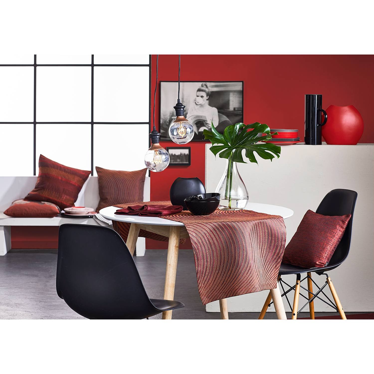 home24 Tafelloper Oranje met Grafisch Patroon B: 48 cm, L: 140 cm