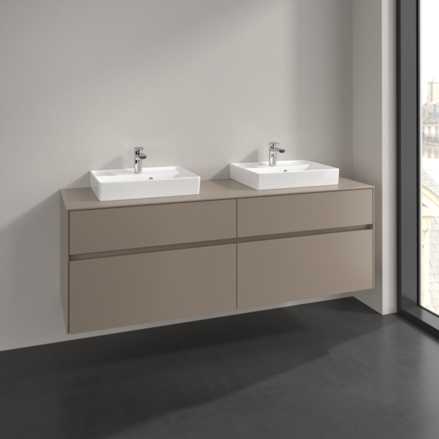 Villeroy und Boch Collaro Waschtischunterschrank C024B0VM 160x54,8x50cm, für 2 Waschtische, mit LED-Beleuchtung, taupe