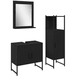 vidaXL Badezimmermöbel Set mit Tür 3 pcs Schwarz 33 x 33 x 102,5 cm