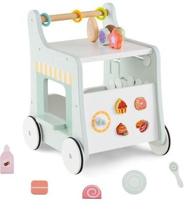 2-in-1 Wooden Baby Walker Montessori Activity Center w/ Wheels