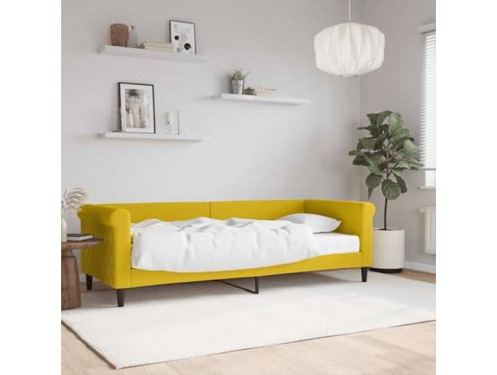 RJPLMFV 2-in-1-Tagesbett mit Schaumstoffmatratze, 80 x 200 cm, Velours, Gelb