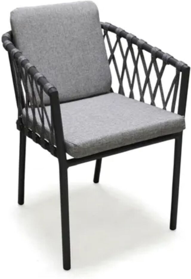 Paris Garden Fauteuil de jardin PILAT en aluminium et corde gris foncé DCB Garden