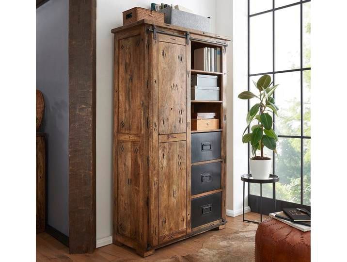 Highboard 100x175cm 'Railroad' Mango Holz & Eisen