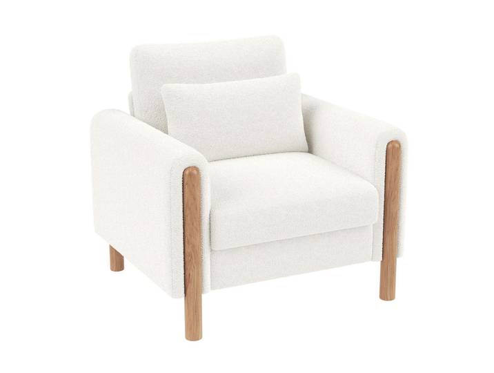 Redom Loungesessel Lammfell-Optik mit dickem Sitzkissen 87/83/88,5 cm Weiß, 83x88.5x87 cm, Wohnzimmer, Sessel, Polstersessel