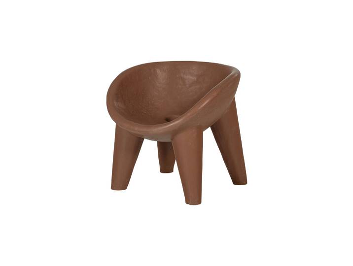 Fauteuil lounge de jardin polymère renforcé rouge/brun Orio