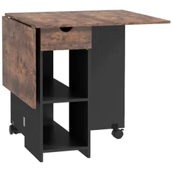 HOMCOM Klappbarer Esstisch mit Schublade und Ablagen, Platzsparender Drop-Leaf-Tisch für Küche, Esszimmer, Wohnzimmer, Rustikales Braun