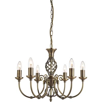 SEARCHLIGHT Kronleuchter "Zanzibar 6Lt Pendant", gold (antikmessing), 6, Ø 51cm H: 39cm, 1 Stk., Leuchten, Kronleuchter