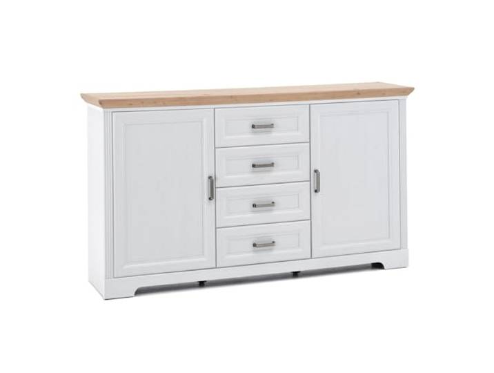 Lomadox Kommode Sideboard Pinie weiß mit Eiche