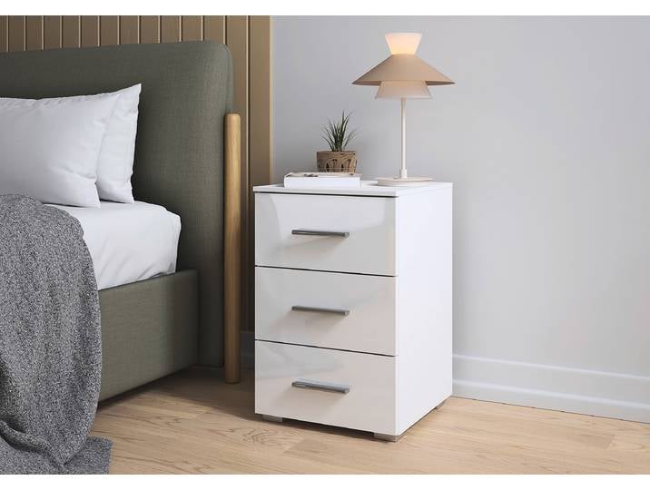 Nachtkommode 61cm Weiß/Hochglanz Weiß