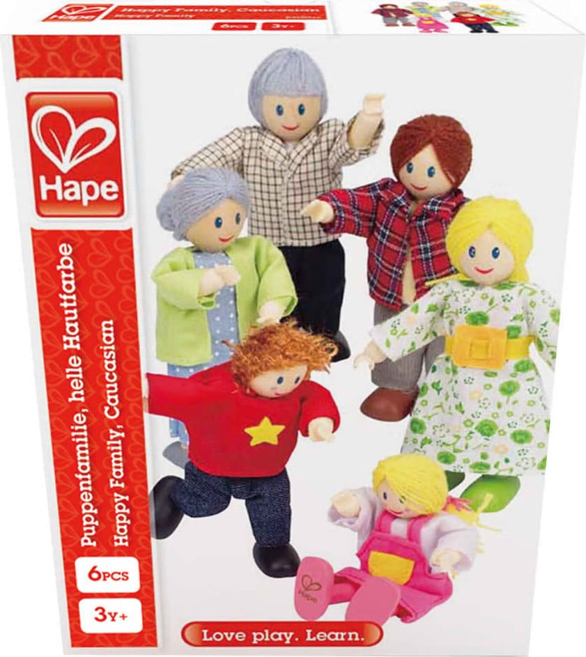 Hape Happy Family Poppenfamilie met lichte huidskleur