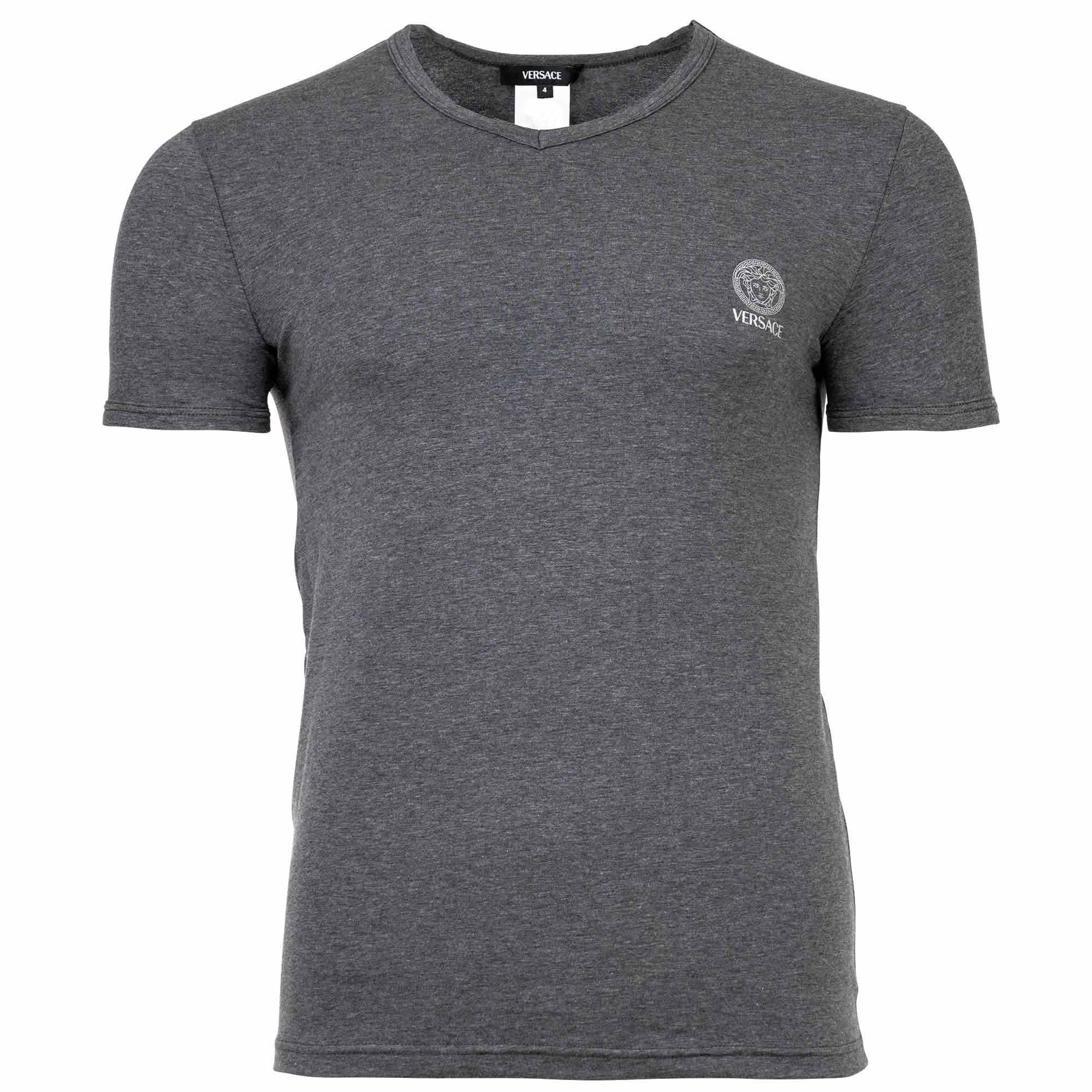 Versace Korte Mouwen V-Hals Jersey Topeka Bi-Stretch Katoen Organisch Nieuw Logo T-Shirt