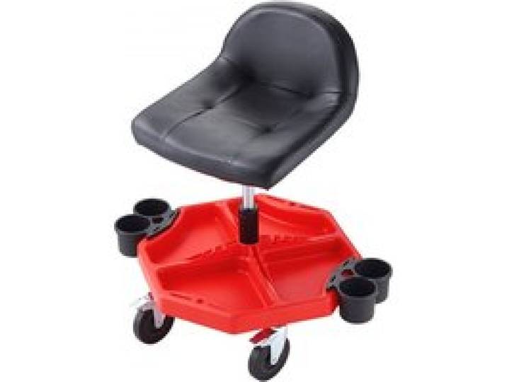 VEVOR Tabouret d'Atelier Mobile Réglable en Hauteur, Tabouret de Mécanicien sur Roulettes Charge 136 kg, Siège à Coussin Confortable avec Plateau à Outils, pour Entretien Réparation Automobile Garage
