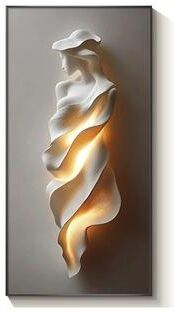 ilyeco Minimally Abstract Entrance Decoration Painting With High End Relief & LED Wall Lamp, Hanging Room Decor a s