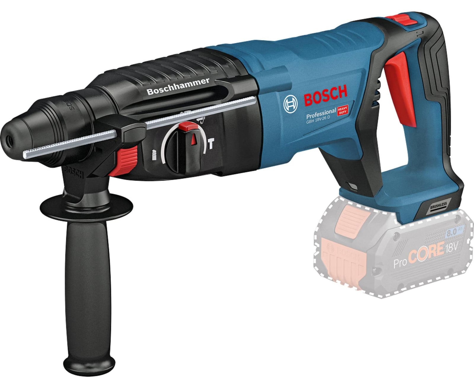 Bosch Professional GBH 18V-26 D 18V 2.5J SDS+ boorhamer zonder accu of oplader in koffer