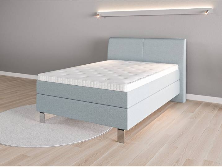Boxspringbett 140x200 Nr. 1 - Blau (Pastellblau) - Feiner Strukturstoff