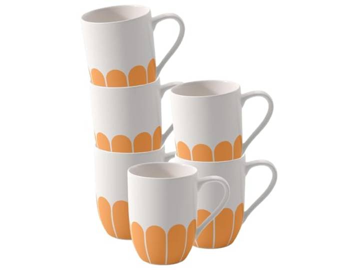 Villeroy & Boch - Fleur Soleil Henkelbecher 6er Set, Becher für Kaffee & Heißgetränke, Tasse mit Griff, Kaffeebecher, Kaffeetasse, Spülmaschinenfest & Mikrowellensicher, Premium Porzellan, Gelb