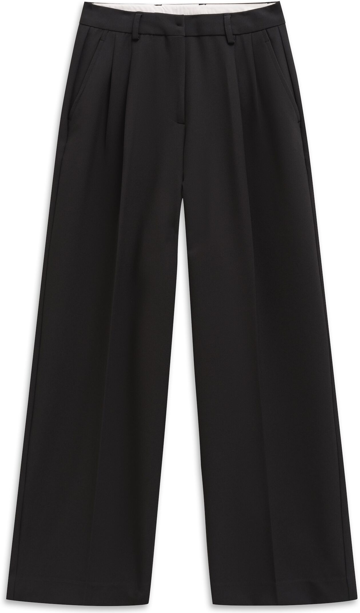 Stoffhose BUGATTI "doppelte Bundfalte", Damen, Gr. 38, Normalgrößen, schwarz (290, schwarz), 90% Polyester, 10% Elasthan, unifarben, normal, Hosen Stoffhose, mit Stretch-Anteilen