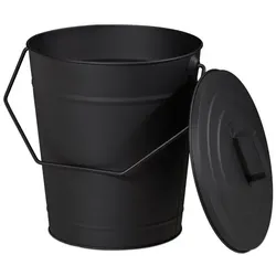 Relaxdays Ascheeimer mit Deckel Schwarz