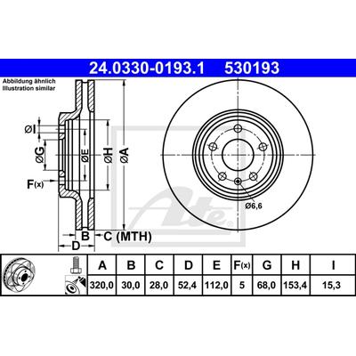 ATE Bremsensatz, Scheibenbremse Bremsensatz-Vorderachse PowerDisc / Standard IJZJSGIGR2 Vorderachse belüftet 320mm 30mm für VAG