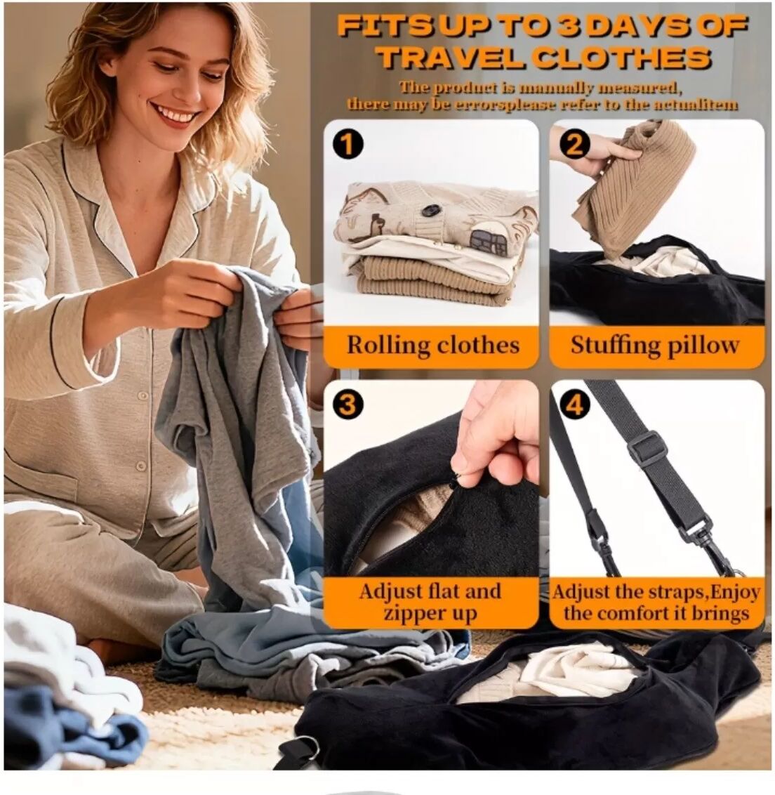 INF Verstellbares Reisekissen mit Stauraum – Memory-Foam U-förmiges Crossbody-Nackenkissen für Reise, Büro und Nickerchen Grau