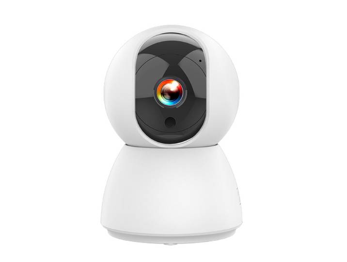 KYF Caméra de sécurité intérieure filaire rotative motorisée Full HD 4 MP avec P/T et sirène d'alarme intégrée