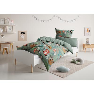 Kinderbettwäsche OTTO HOME "CUDDLEE", weiß (safari), B/L: 135cm x 200cm, 1 Stk., Renforcé, B/L: 40cm x 80cm, 2 Stk., Obermaterial: 100% Baumwolle, Bettwäsche, in vielen Designs: Dino,Einhorn,Weltraum,Baustelle,Herz,Trecker,Safari