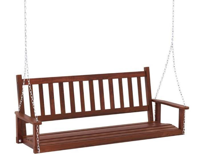 GOPLUS Balancelle Jardin 3 Places Charge 360KG-Chaise Hamac Suspnedue 168x65x63CM avec Chaînes de Suspension Ajustables Marron