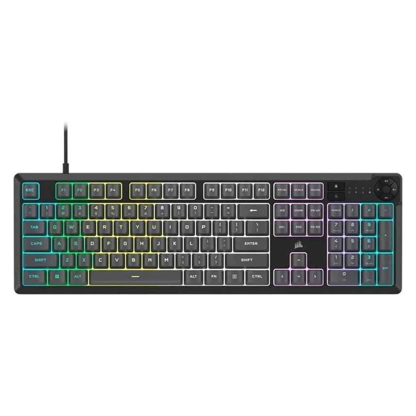 Corsair K55 Core - Gaming -Tastatur - Beleuchtete RGB -LED - Rubberdome - Hellgrau - US QWERTY (CH - (Eng. Int., Kabelgebunden) (CH-9226D65-NA)