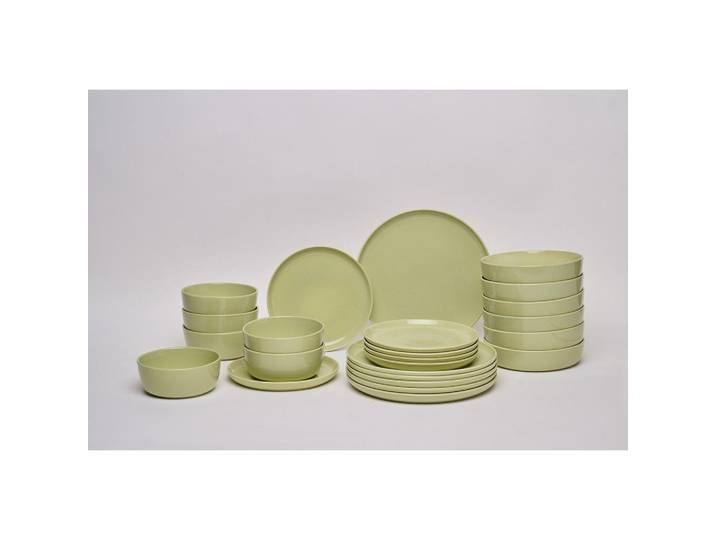 Novel Kombiservice Colori verde, Grün, Keramik, 24-teilig, Uni, 550 ml, Lfgb, lebensmittelecht, Geschirr, Geschirrsets, Kombiservice