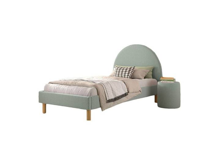 58 aufm Kessel Bettgestell Polsterbett mit Nachtkommode Karlotta 97x212x107 Holzwerkstoff Grün (inkl. Versand, Lieferung bis Verwendungsstelle), Liegefläche 90 x 200, gepolstertes Kopfteil, Lattenrost, Polsterhocker