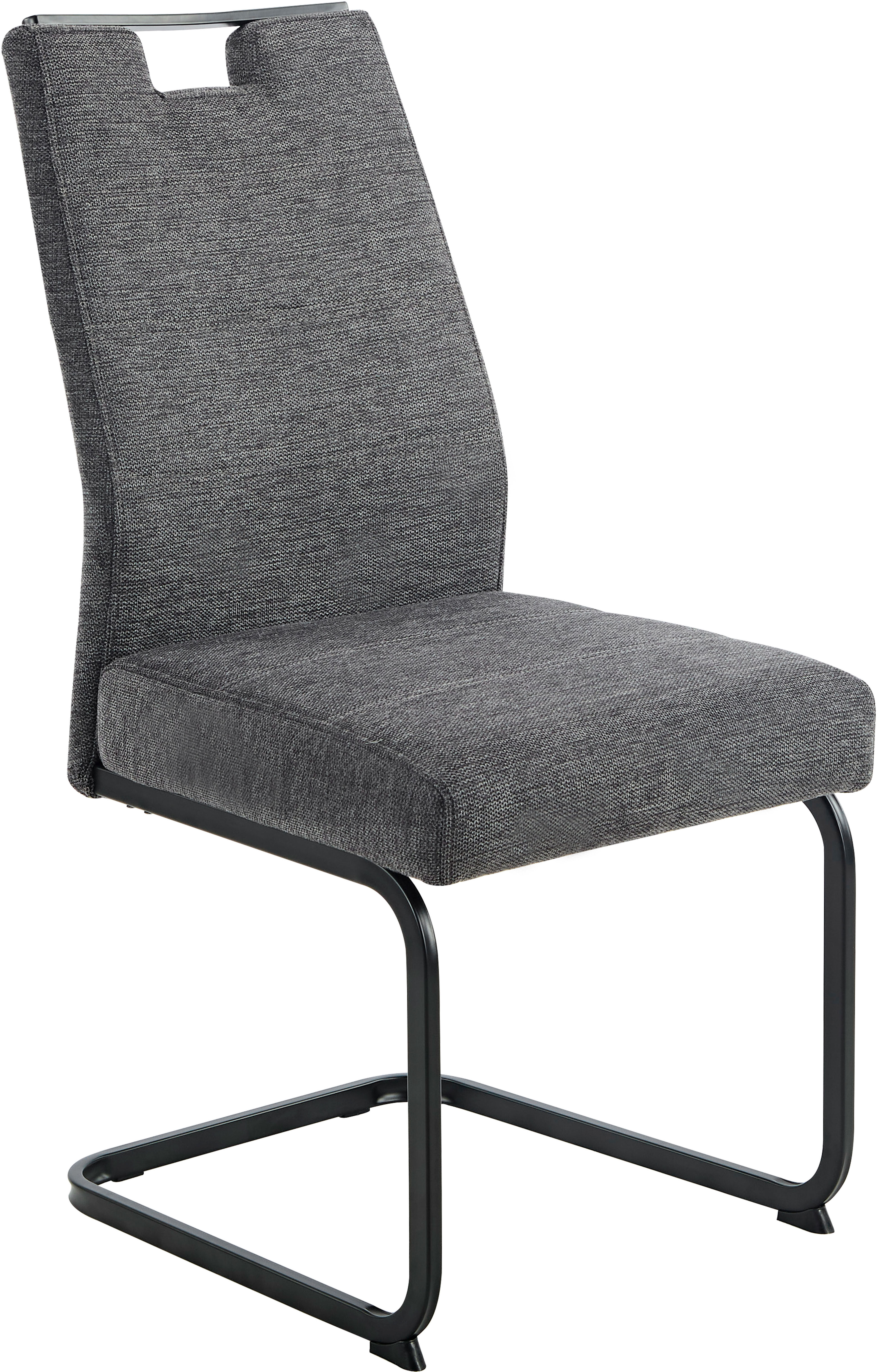 Freischwinger HELA "KERTIN", grau (anthrazit, schwarz), B:48cm H:100cm T:64cm, Metall, Polyester, Stoff, Stühle, Freischwinger, XL Sitzbreite, Griff, Federkorb, 140kg belastbar