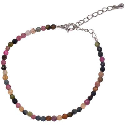 Armband FIRETTI "Schmuck Geschenk Armschmuck Armkette Edelstein Farbstein Turmalin" Gr. 21, bunt (messingfarben, mehrfarbig, mehrfarbig), Armbänder, Damen, 21, Messing Nylon, Messing, Nylon, Armband, mit Turmalin