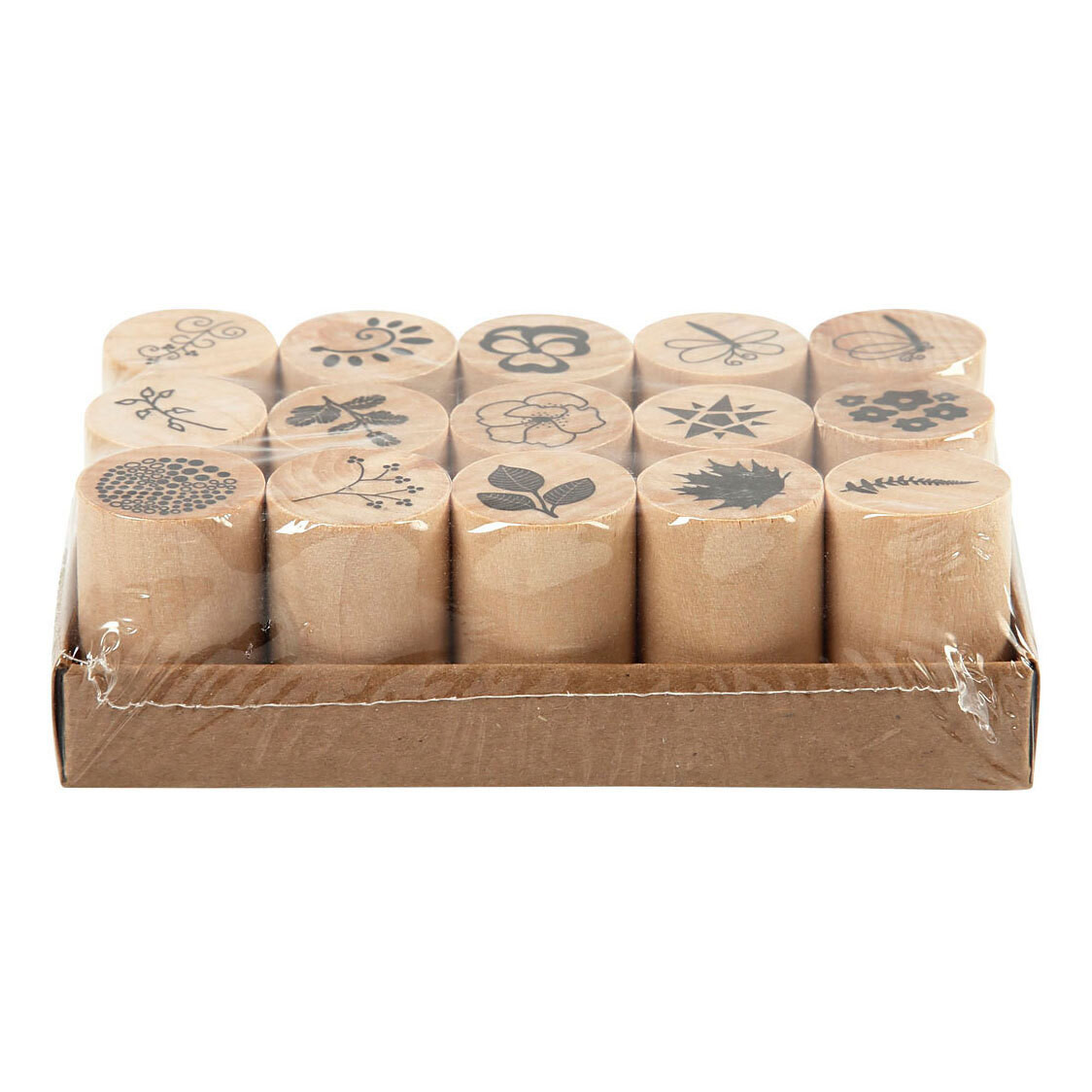Creativ Company Deco Art stempel met 15 verschillende bloemen en bladeren designs, 20 mm