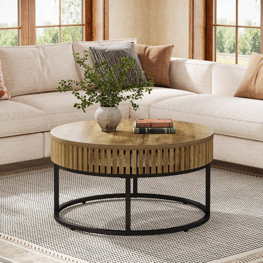 Blue Elephant Pedestal Coffee Table Light Brown 45.5cm H X 80cm W X 80cm D