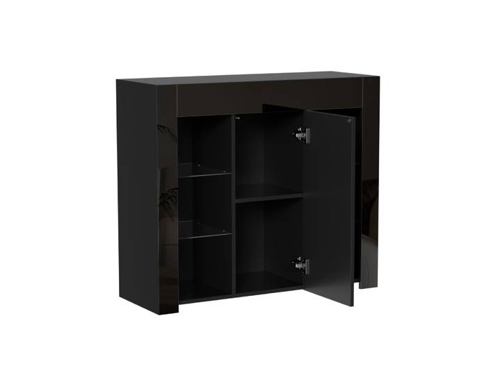 Buffet en panneaux de particules avec étagères noir 95x35x83 cm