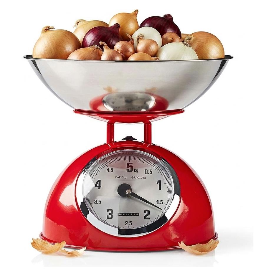 Melissa Retro-Küchenwaage | Analog | Metallgehäuse | Abnehmbare Schale | Max. 5kg | 25-Gramm-Schritt (16310239)