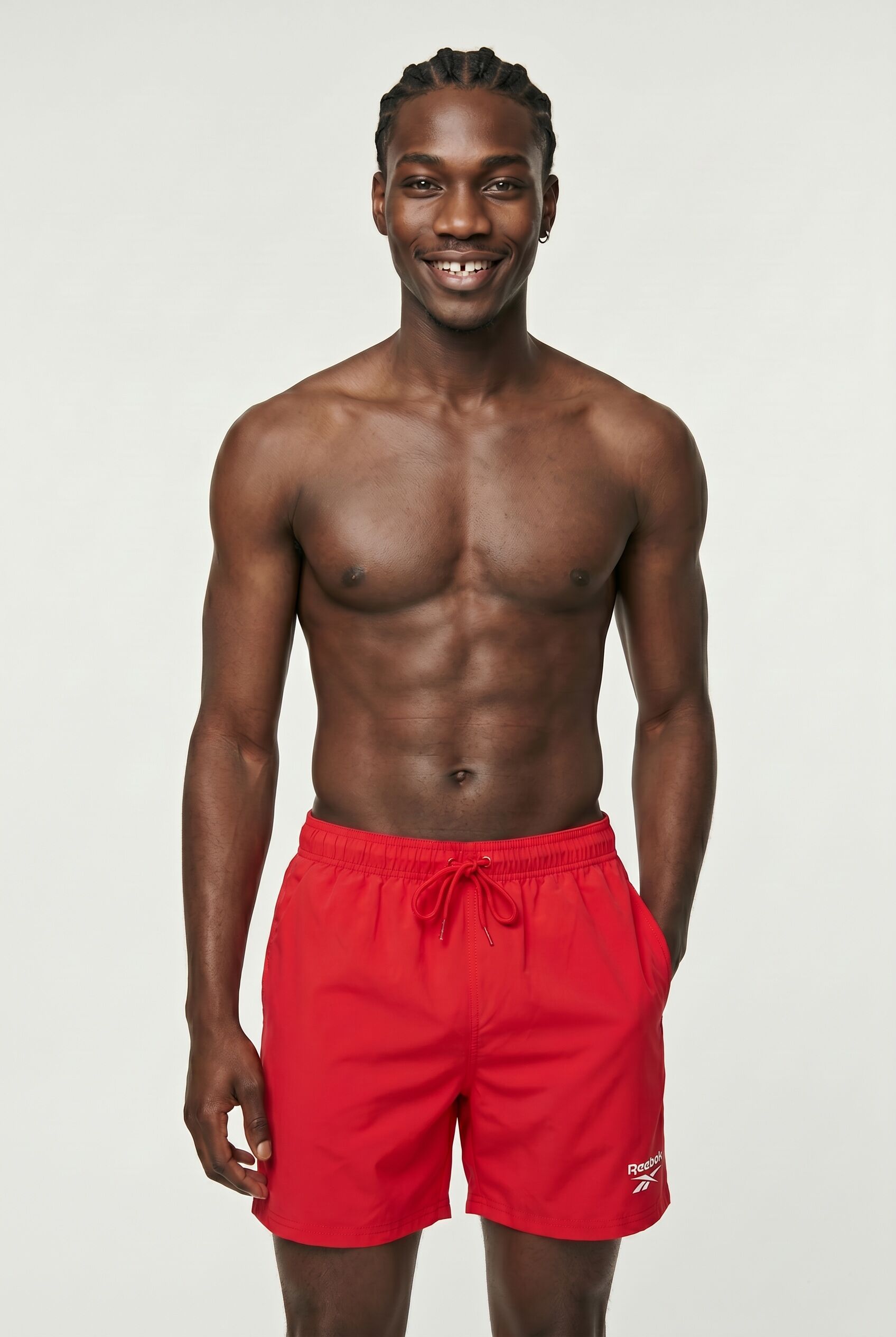 Badeshorts REEBOK "Yale", Herren, Gr. S, N-Gr, rot (vector rot), Microfaser, Polyester, clean, unifarben, Badehosen Badeshorts, mit Kordelzug und elastischem Bund, mit Logo, basic vector rot S, N-Gr
