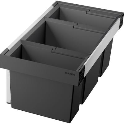 Mülltrennsystem BLANCO "Flexon II 80/3", schwarz, B:40cm H:34cm T:77cm, Kunststoff, Mülleimer, Mülltrennsystem, Kunststoff, Stahlblech, 800 mm Untermass
