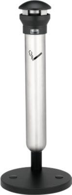 Rubbermaid Standascher Infinity, für den Außenbereich, mit Ausdrückplatte und Inneneimer, Ø 400 x H 1000 mm, 4,9 l, Edelstahl, schwarz