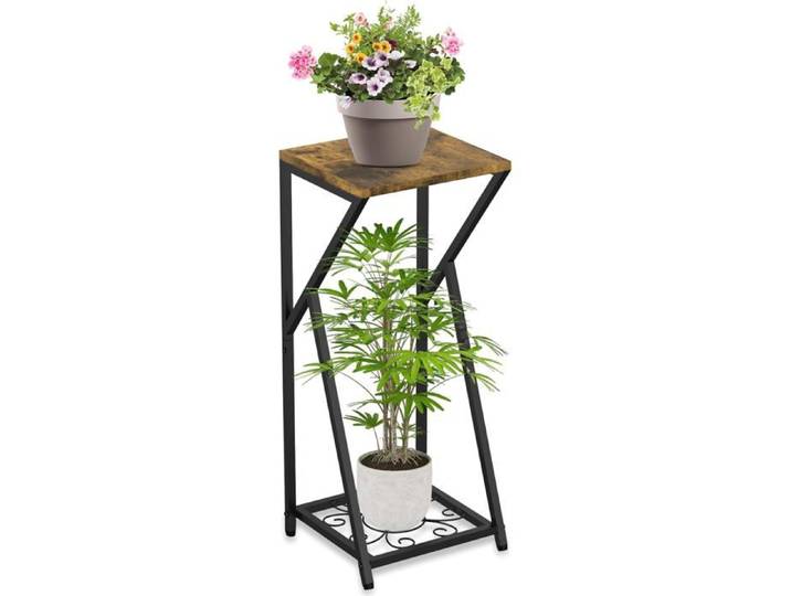 Support Plantes Interieur Porte Plante Interieur En Métal Pour Plantes D'Intérieur 2 Étagères Modernes Pour Pot Plante De Su[CA169]