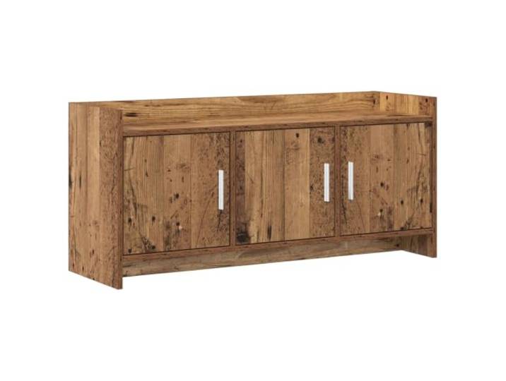 PUGYNBK TV-Schrank, 102 x 33 x 47 cm, Altholz Mit Metalltüren, großen Fächern, einfacher Zusammenbau, ideal für das Wohnzimmer
