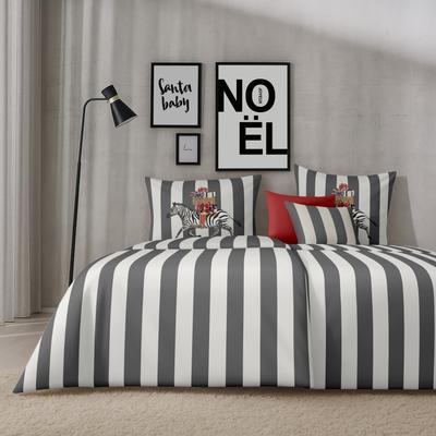 Bettwäsche APELT "Pepe", schwarz, we, B/L: 155cm x 220cm, 1 Stk., 1 Stk., Satin (Bio-Baumwolle), B/L: 80cm x 80cm, 2, Satin (Bio-Baumwolle), Bezug: 100% Baumwolle, Bettwäsche, Bettwäsche, Bettwäsche-Set mit Reißverschluss, Baumwoll-Satin, Digitaldruck
