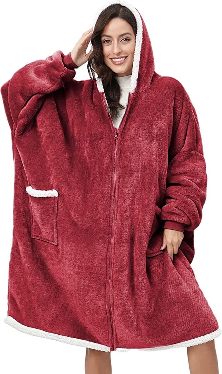 Warm fleece hoodie blanket sweatshirt voor volwassenen