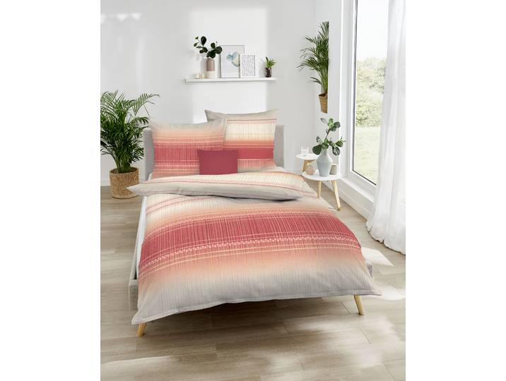 Bettwäsche KAEPPEL Charisma , rot, B/L: 135cm x 200cm, 1 Stk., 1 Stk., Mako-Satin, B/L: 80cm x 80cm, 2 Stk., Mako-Satin, Obermaterial: 100% Baumwolle, Bettwäsche, Bettwäsche