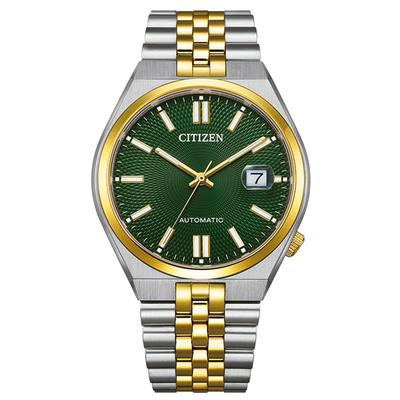 Automatikuhr CITIZEN "TSUYOSA 60 H", silbergoldfarben, grün, Armbanduhren, Damen, Automatikuhr, Armbanduhr, Damenuhr, Herrenuhr, Mechanische Uhr, Edelstahlarmband