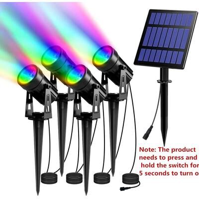 Uplift Picks Solar Powered Outdoor Spotlight With Separate Panel For Garden Landscape Lighting rgb (4 Pcs)