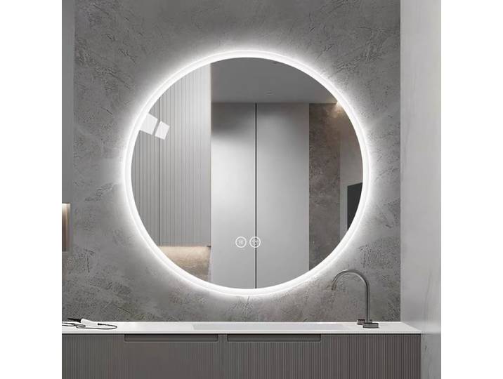 Miroir rond LED 80cm mural anti‑buée 3 températures couleur variateur salle de bain chambre
