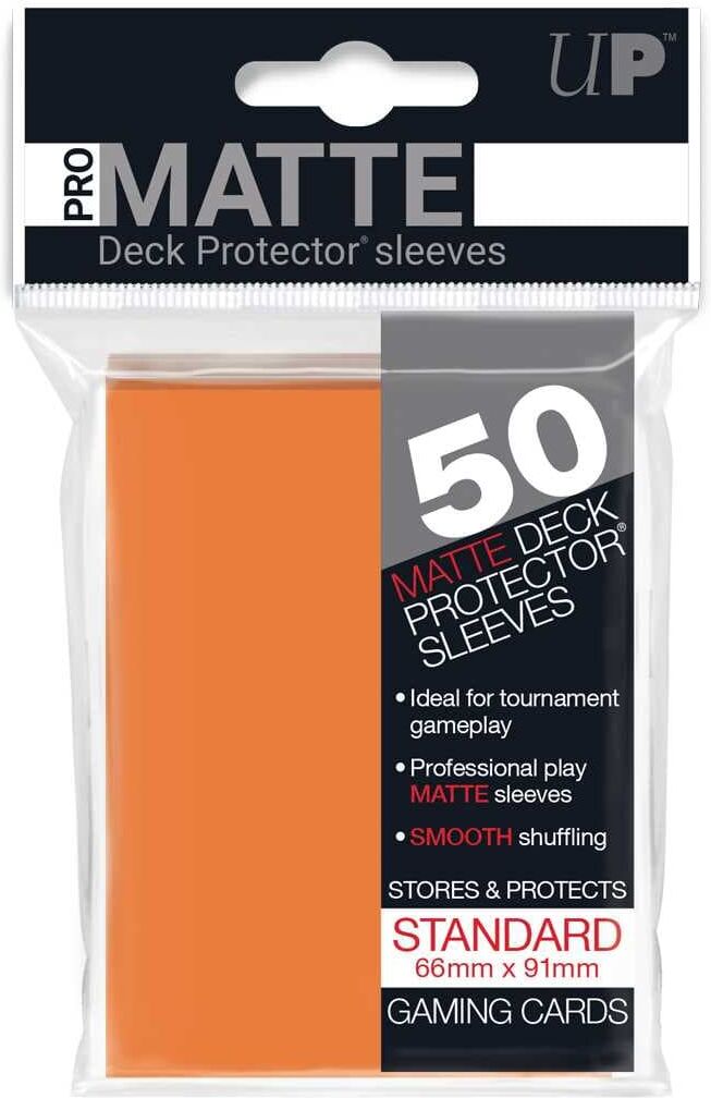 Ultra PRO Matte Deck Protectors (50 Pack) - Orange Trading Card Sleeves for Standard-Size Cards, Acid-Free, Non-PVC Polypropylene, 50 Count