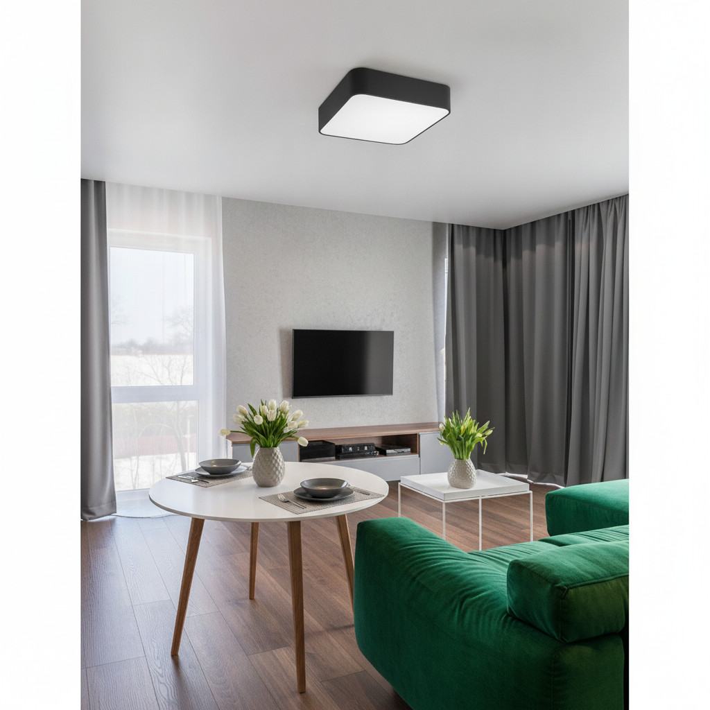 Lyora Ragu vierkante plafondlamp zwart 36 cm
